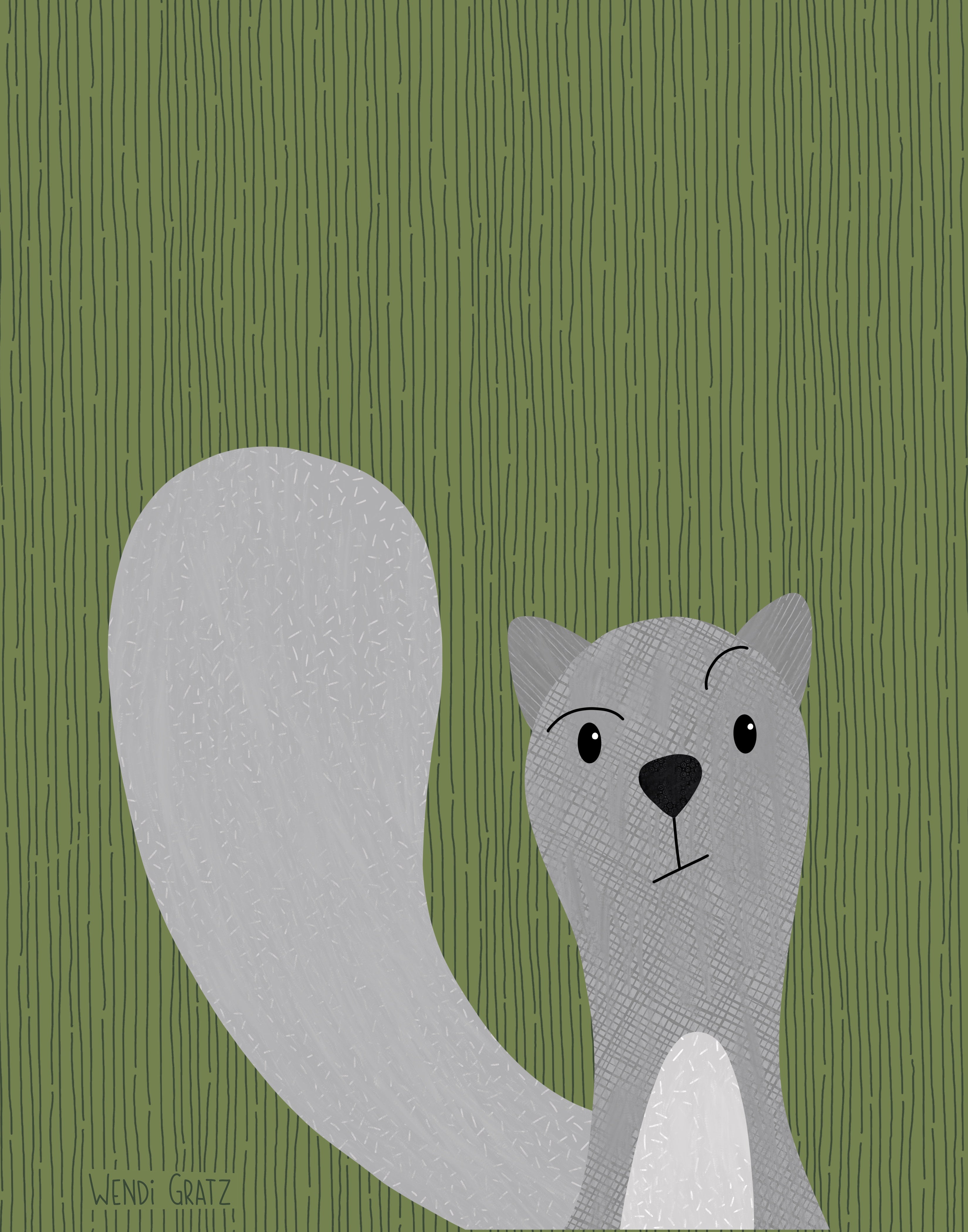 Squirrel - Art Printable - Painted Style