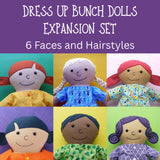 Dress Up Bunch Rag Doll Expansion Set - Patterns for 6 Faces and Hairstyles
