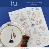 Fall Embroidery Pattern and Stick and Stitch Pack