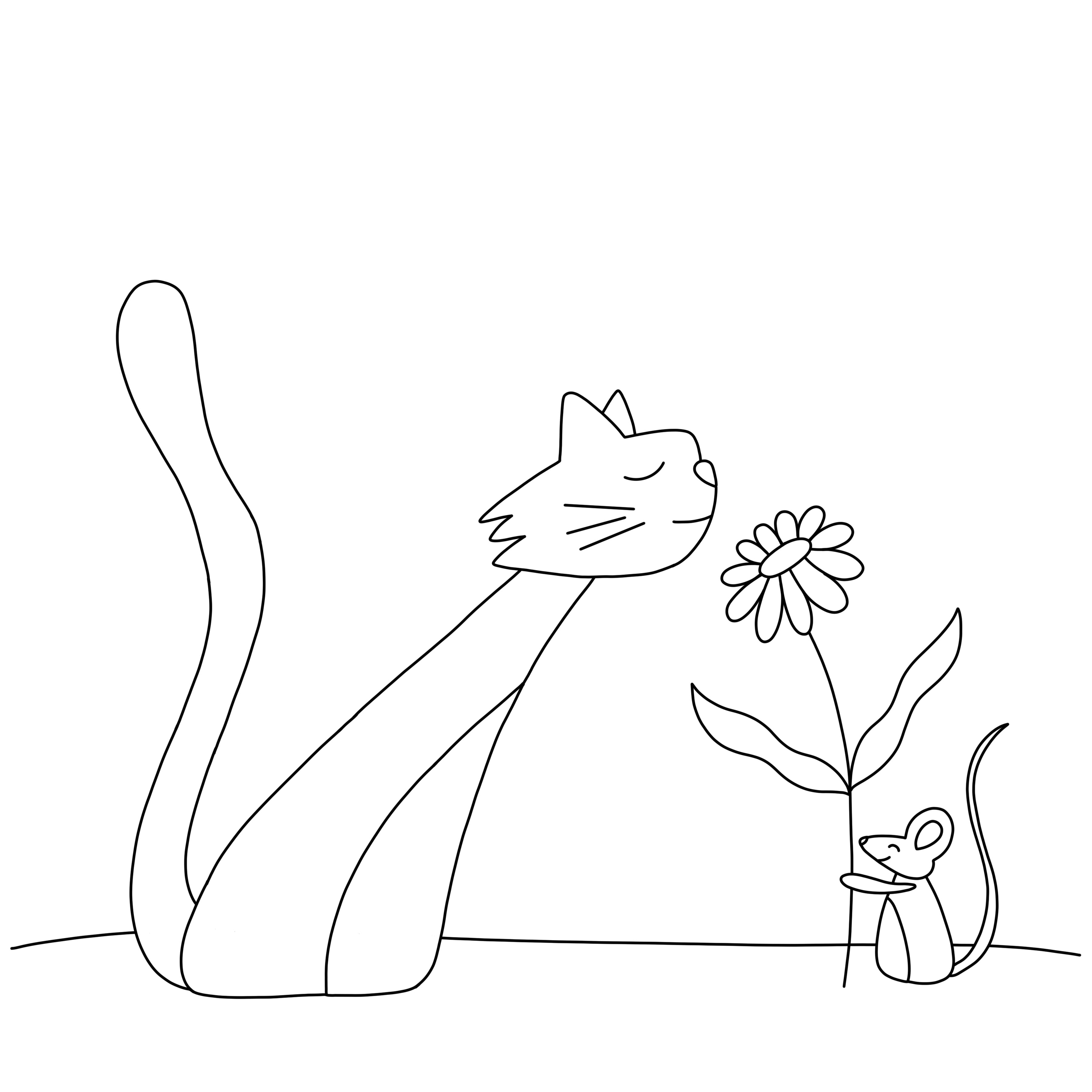 Friends Forever - Cat and Mouse art print, clip art, and embroidery pattern