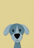 Melville the Blue Dog - printable art - Collage Style