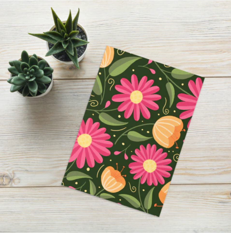 She Dreams of Flowers - green - printable art