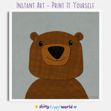 Bear - printable art - collage style