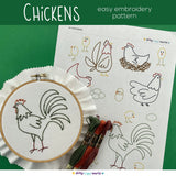 Chickens embroidery pattern