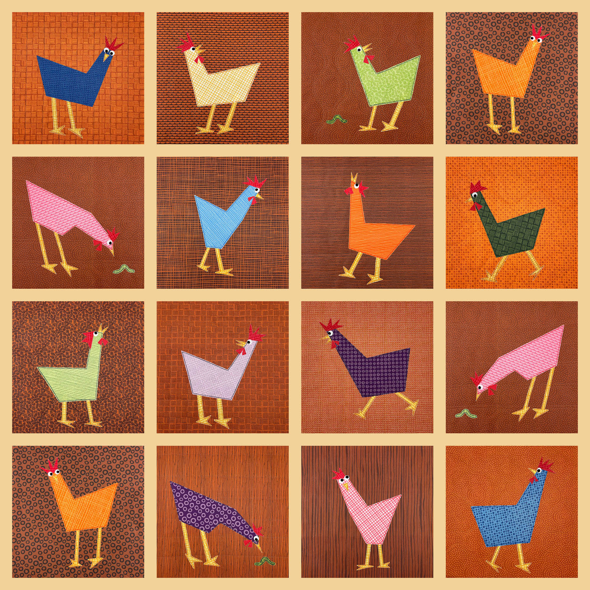 Silly Chickens - Mix & Match Applique Quilt Pattern