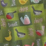 Chirp with Words - 4 inch squares - cheater quilt fabric