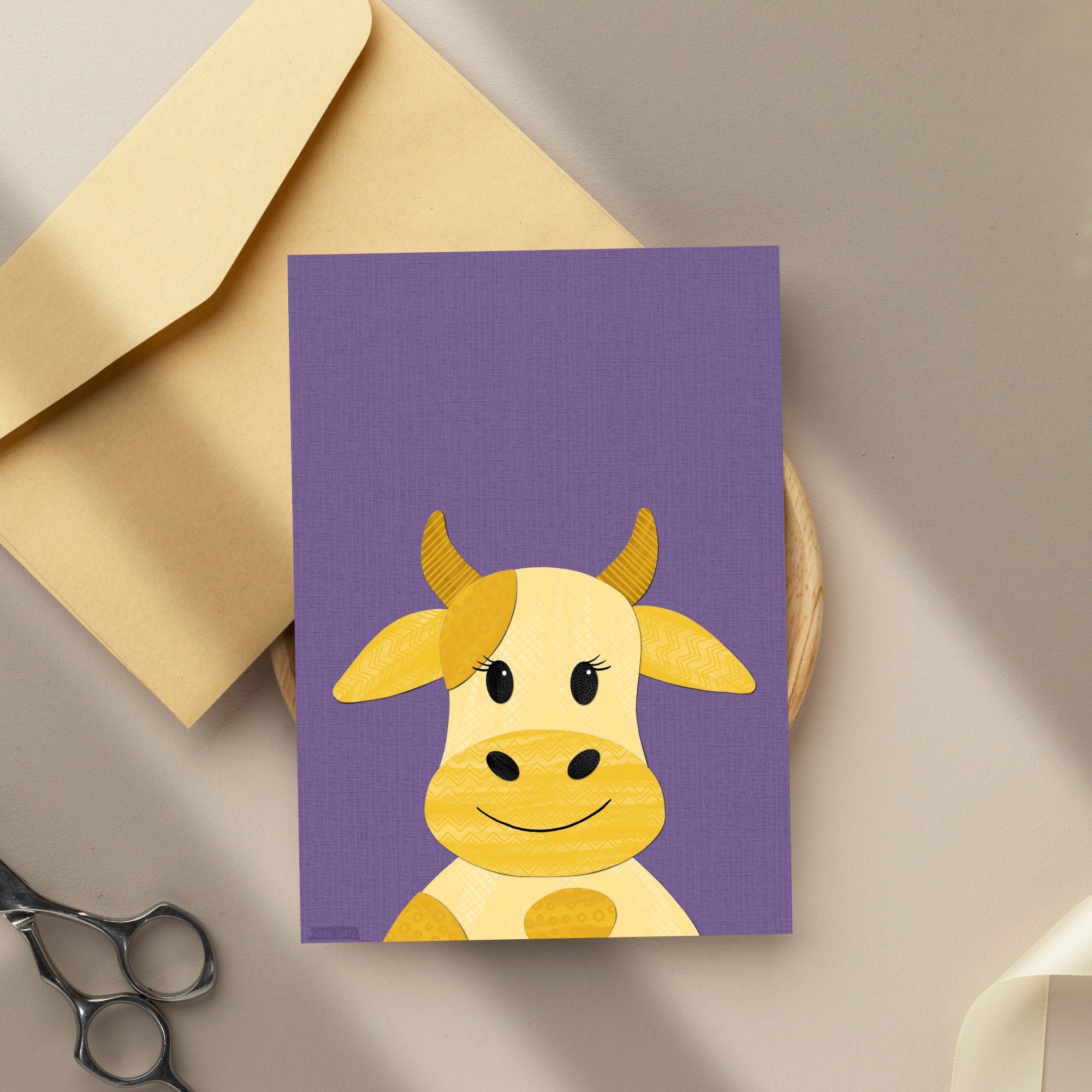Cow - printable art - collage style