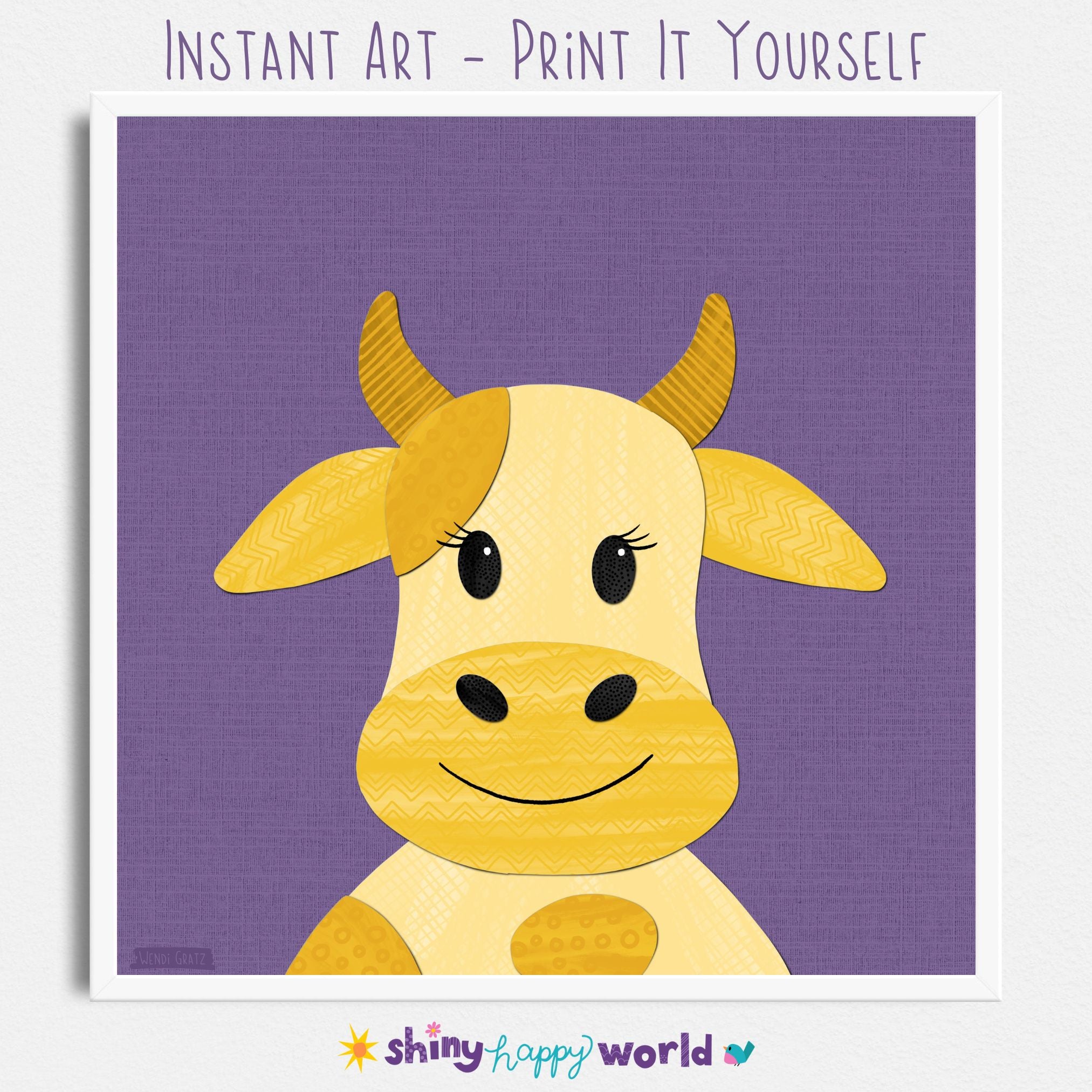 Cow - printable art - collage style