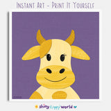 Cow - printable art - collage style