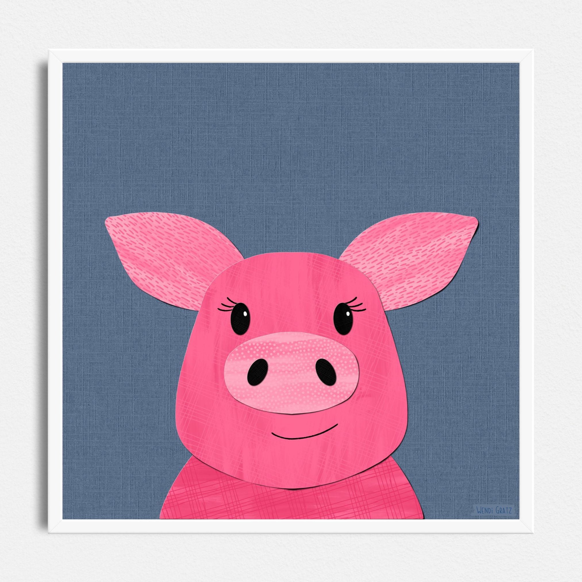 Padgett Pig - printable art - Collage Style