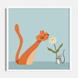 Friends Forever - Cat and Mouse art print, clip art, and embroidery pattern