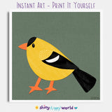 Goldfinch - printable art - collage style