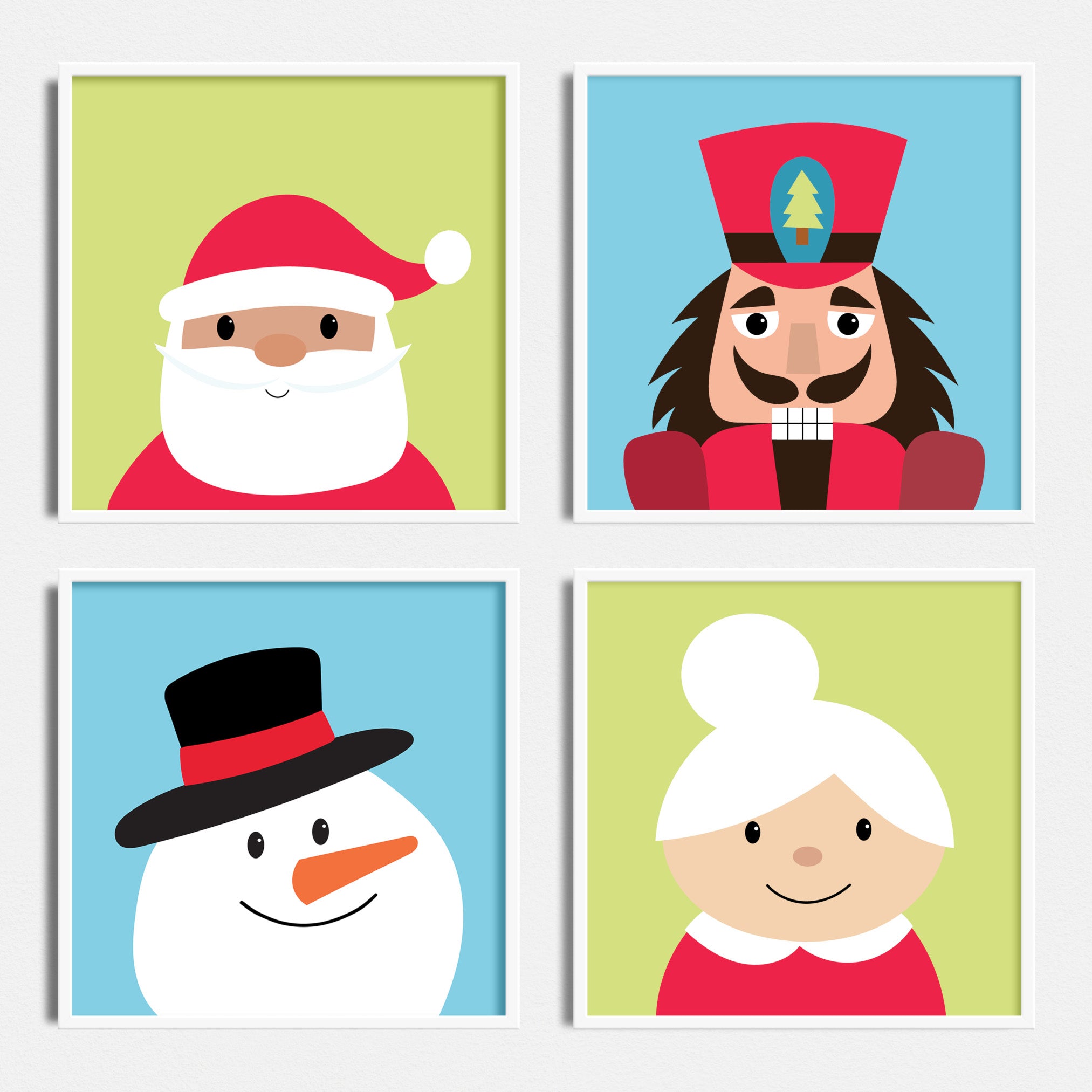 Christmas Printable Art Bundle - Santa, Mrs. Claus, Snowman and Nutcracker