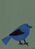 Indigo Bunting - printable bird art - collage style