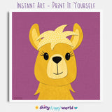 Llama - printable art - collage style