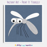 Mosquito - printable art - collage style