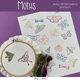 Moths Embroidery Pattern (with optional Stick & Stitch Pack)