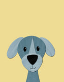 Melville the Blue Dog - printable art - Collage Style