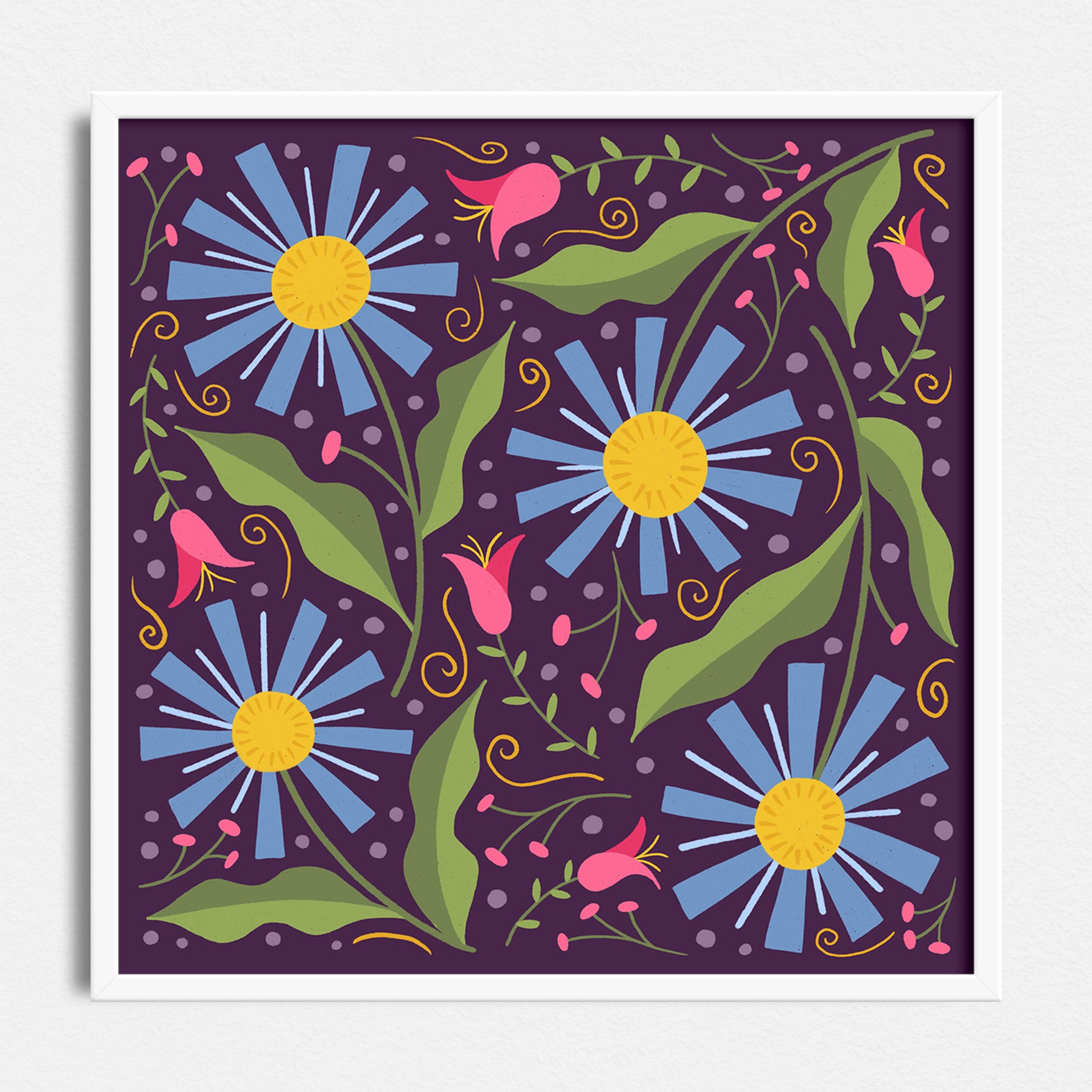 She Dreams of Flowers - purple - printable art