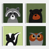 Woodland Printable Art Bundle #2 - Bear, Raccoon, Owl, Skunk