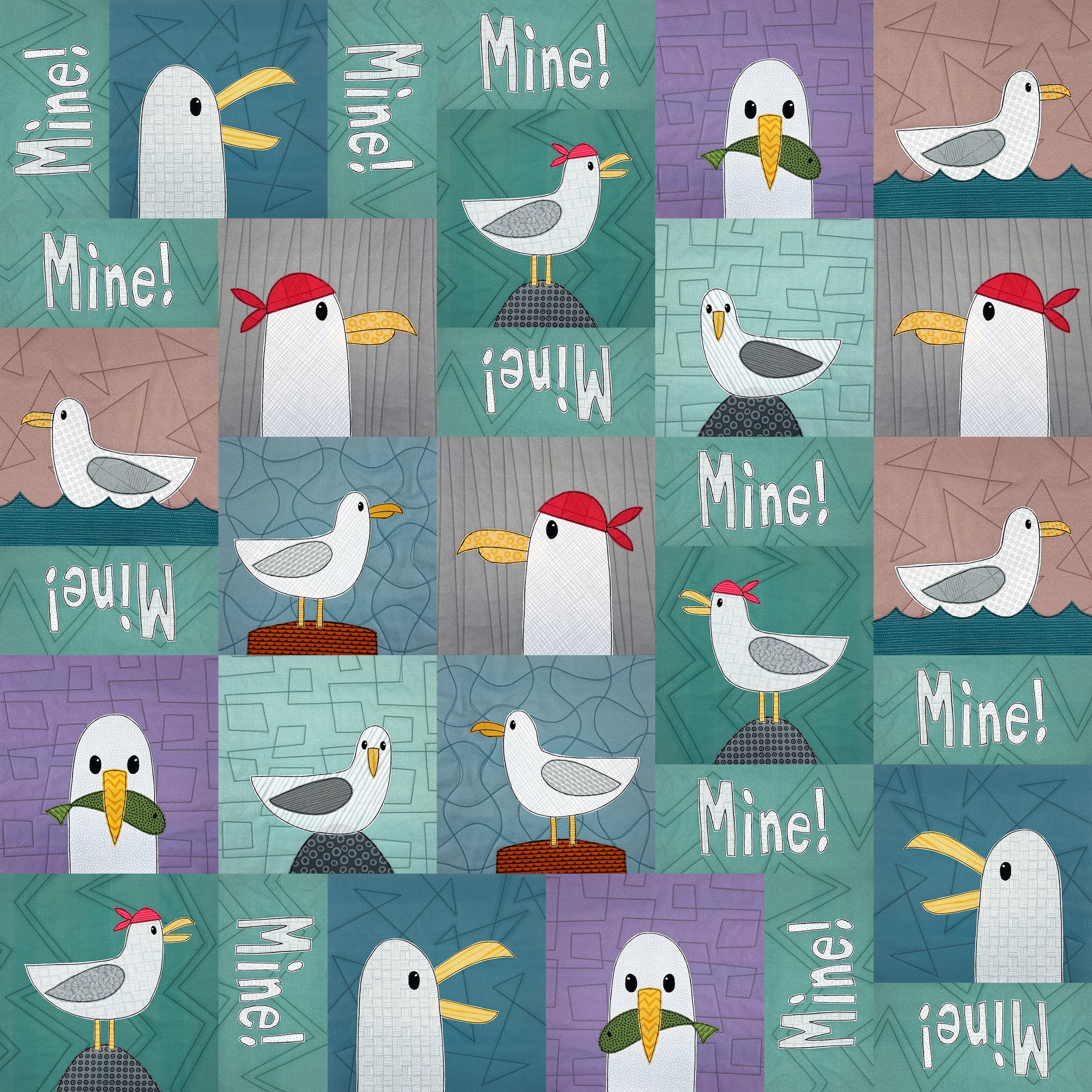 Greedy Seagulls - Mix & Match Applique Quilt Pattern