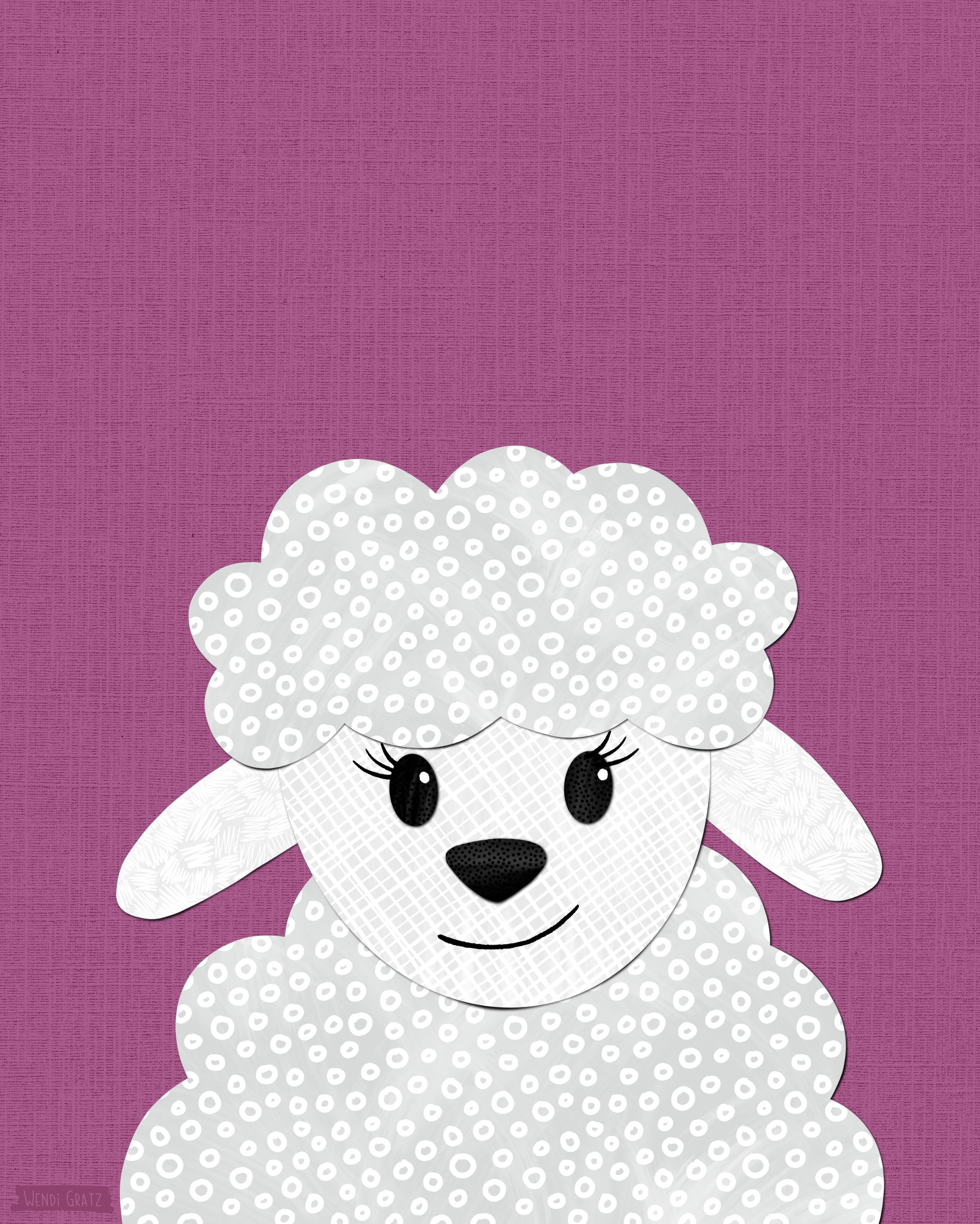 Sheep - printable art - collage style