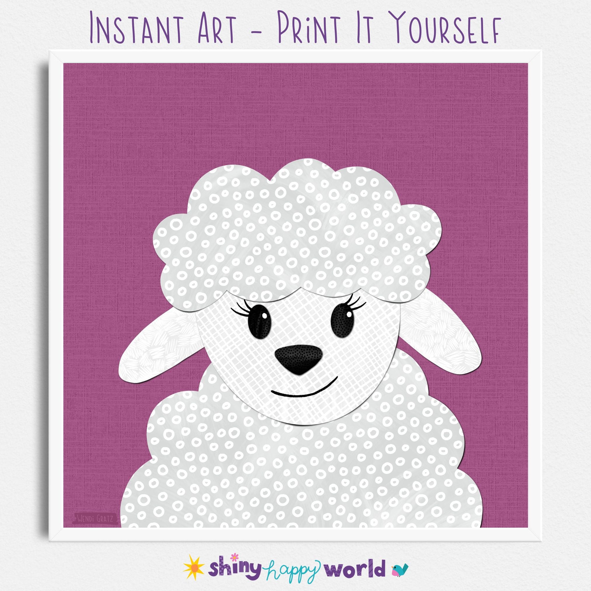 Sheep - printable art - collage style