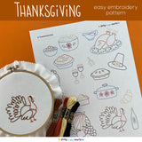 Thanksgiving Embroidery Pattern (with optional Stick & Stitch Pack)