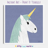 Unicorn - printable art - collage style
