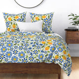 Meadow - Blue and Yellow - cheater quilt fabric