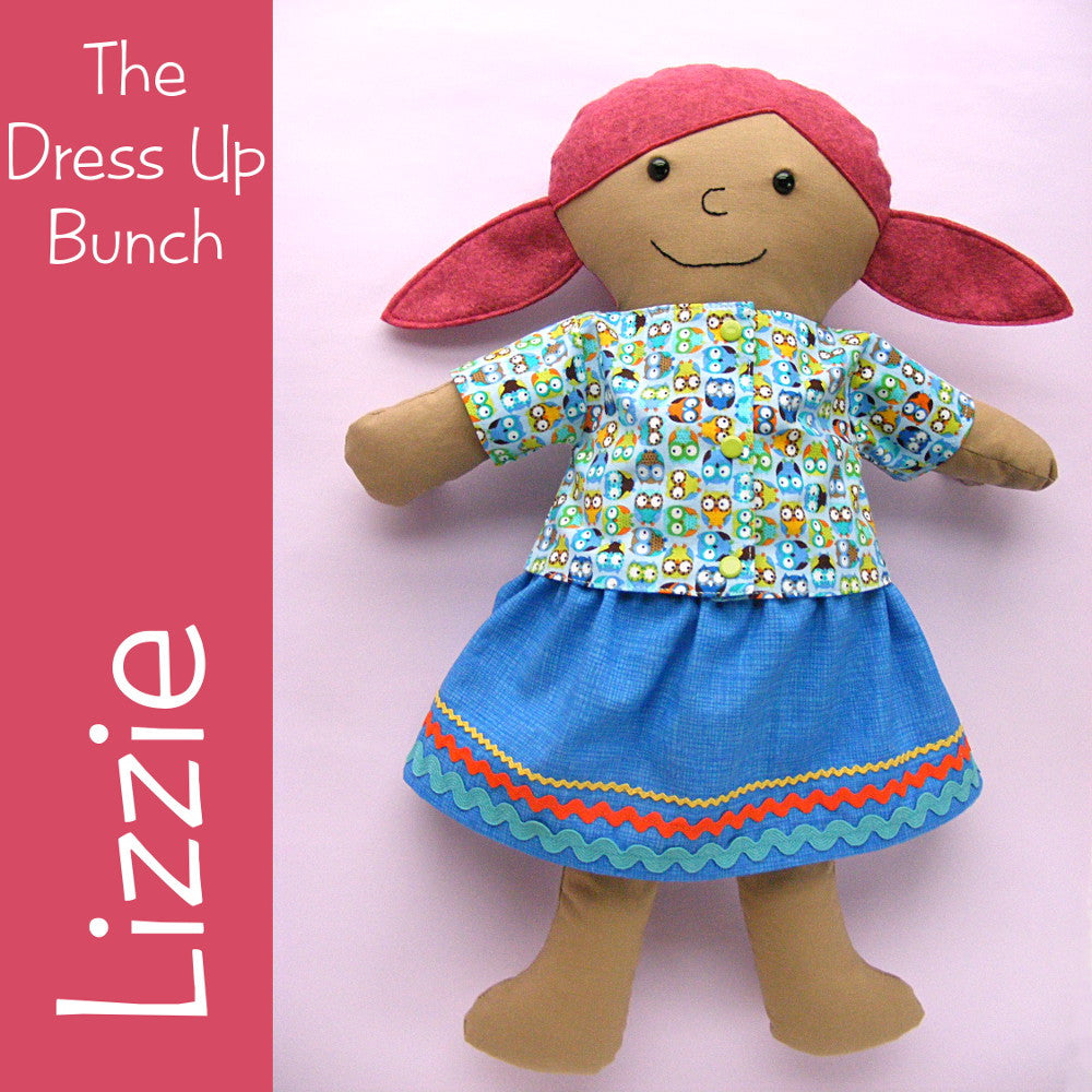 Lizzie - Dress Up Bunch rag doll pattern