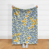Meadow - Blue and Yellow - cheater quilt fabric