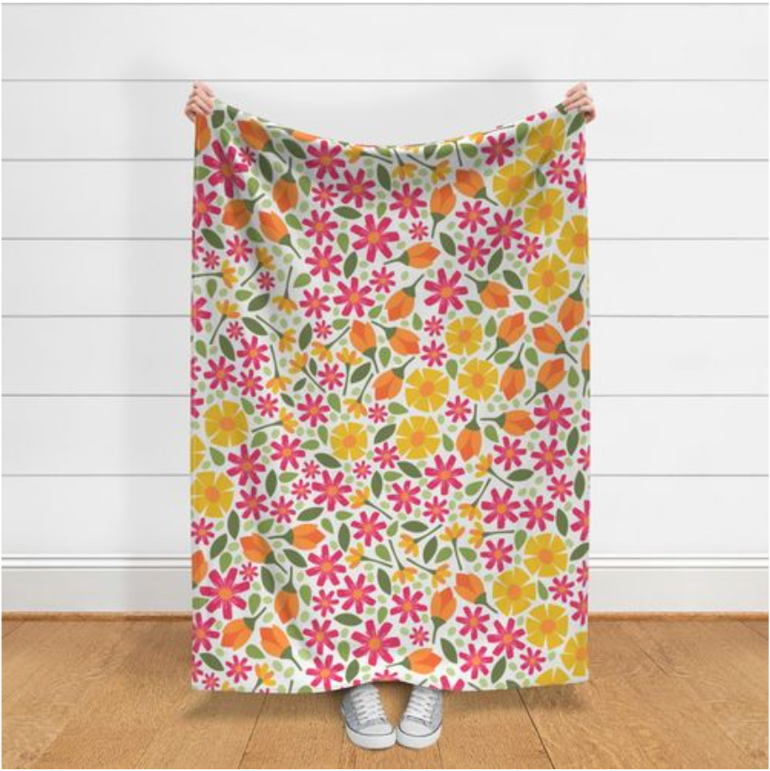 Meadow - Pink - cheater quilt fabric