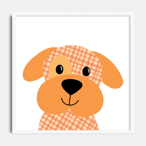 Chip - printable art - orange gingham dog