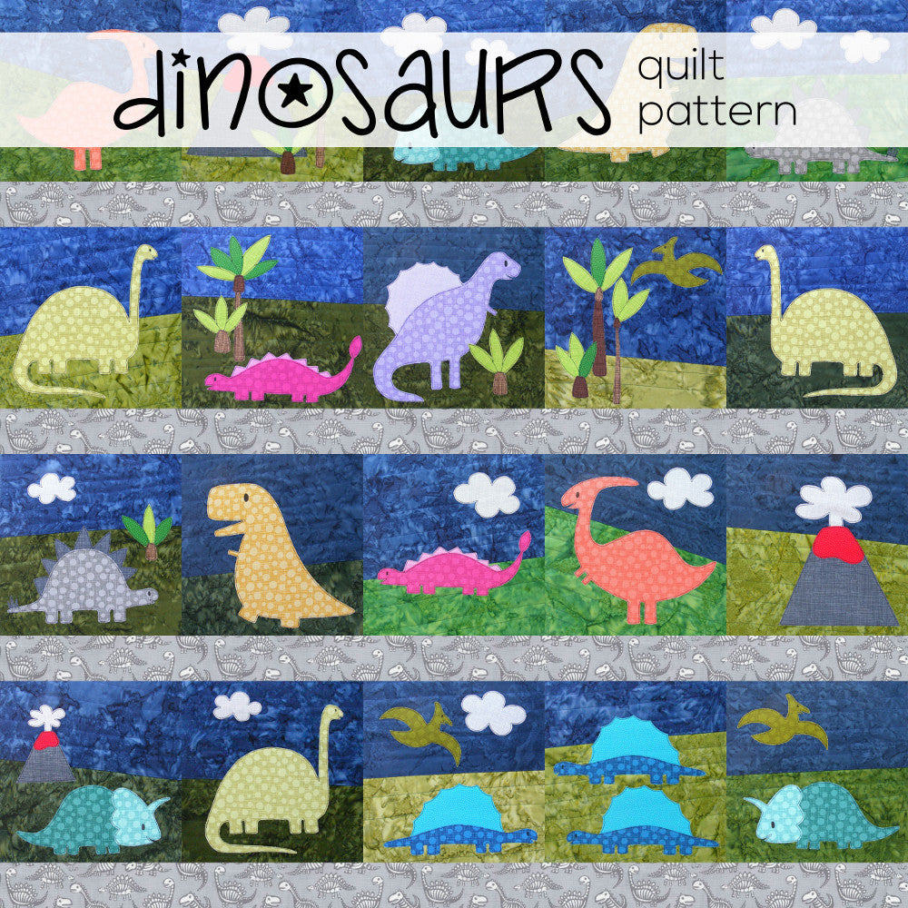 Dinosaur Quilt Pattern – Shiny Happy World dinosaur-quilt-pattern-shiny-happy-world