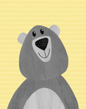 Hugo the Happy Grey Bear - printable art
