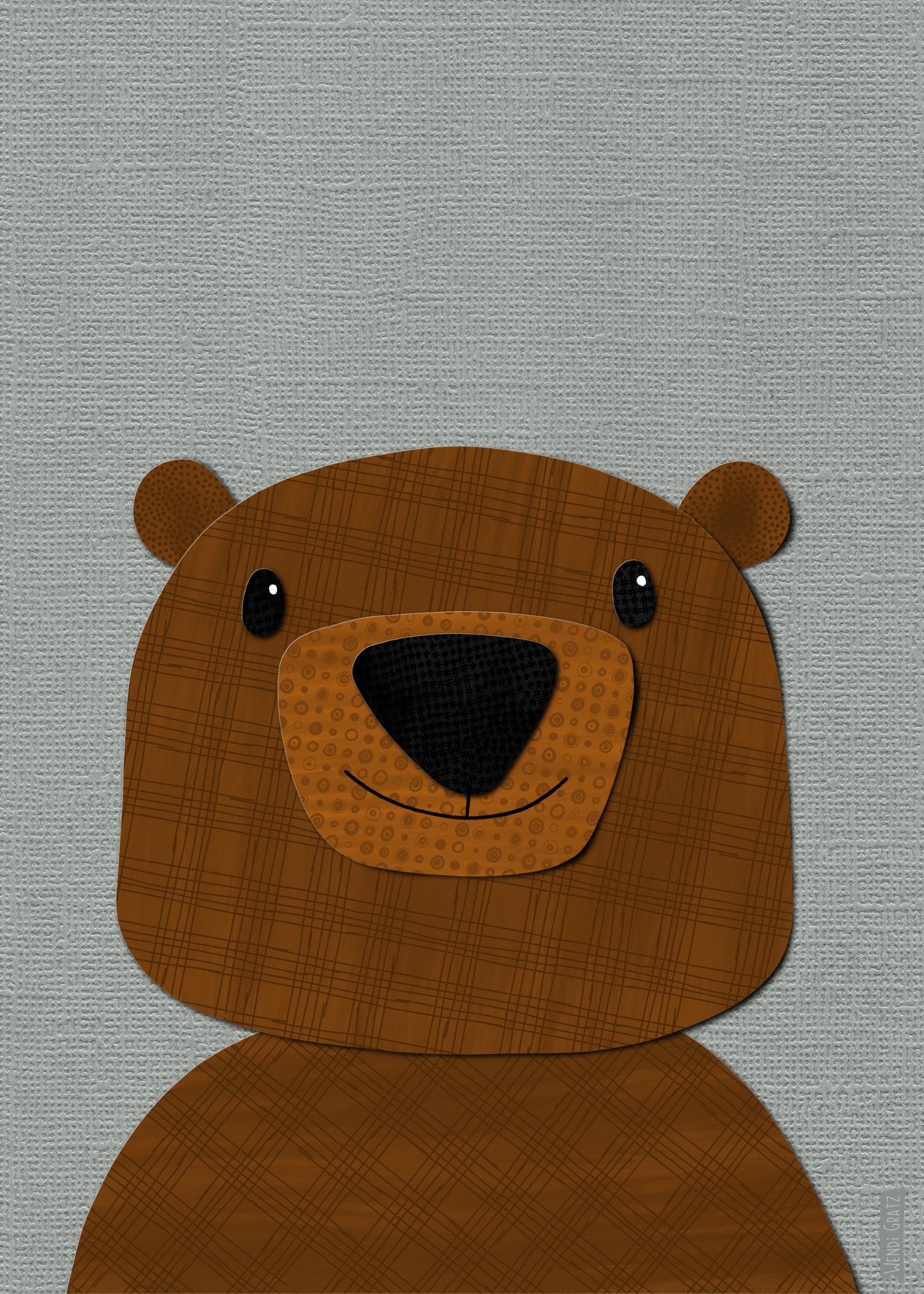 Bear - printable art - collage style