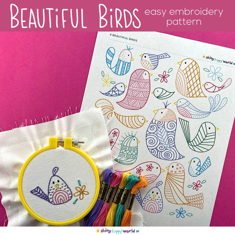 Birds embroidery pattern