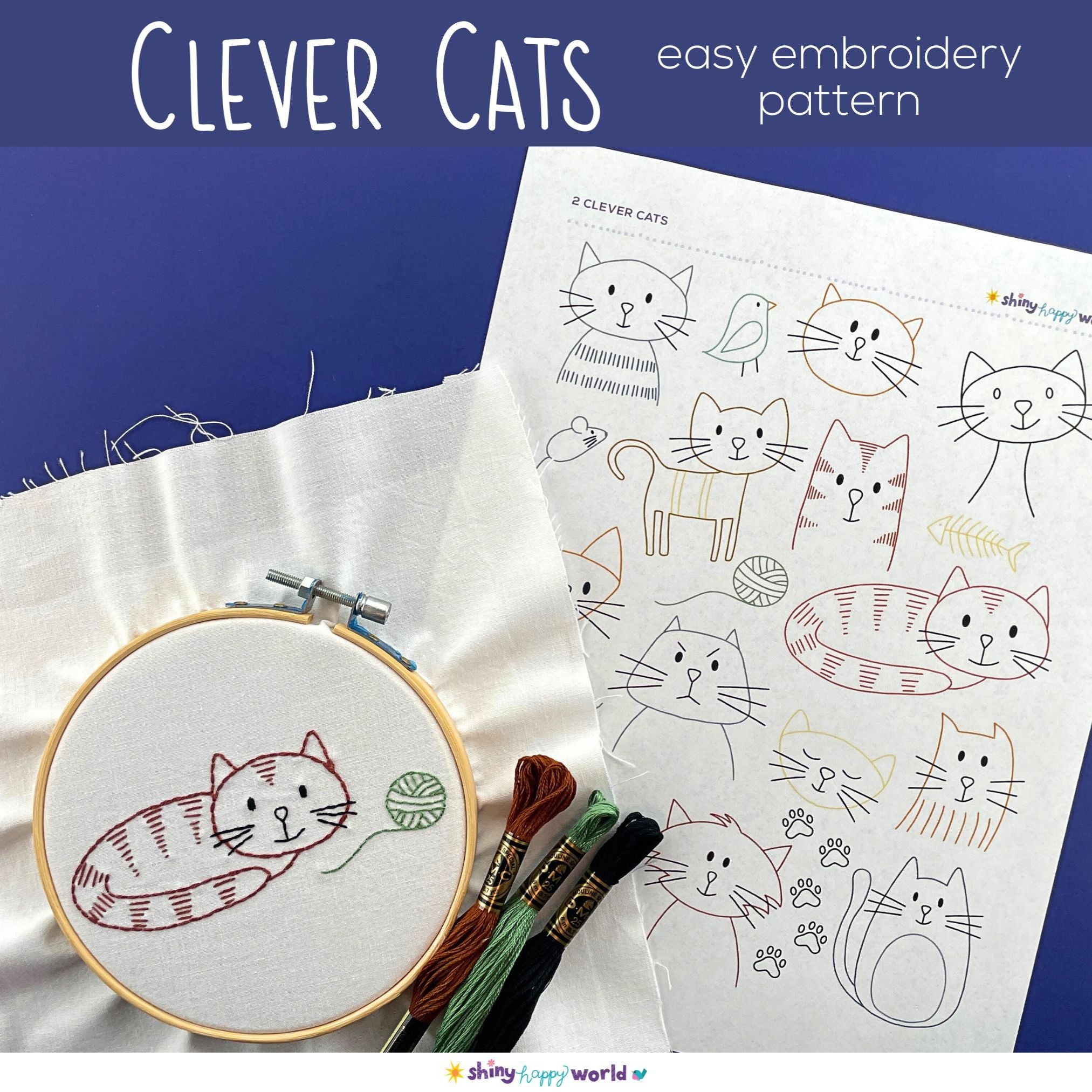 Clever Cats embroidery pattern