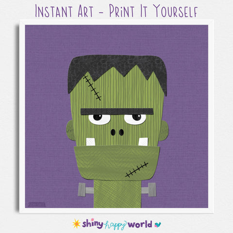Frankenstein - printable art - collage style