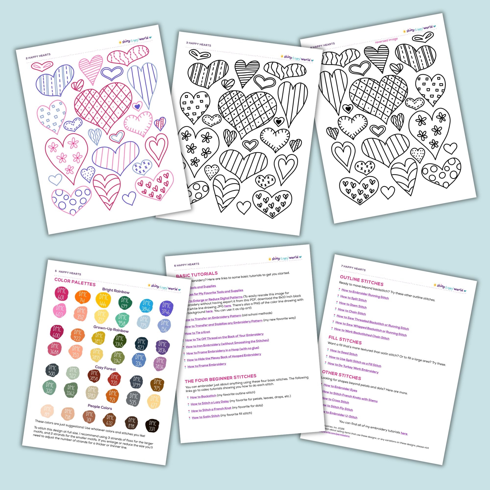 Hearts embroidery pattern