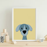 Melville the Blue Dog - printable art - Collage Style