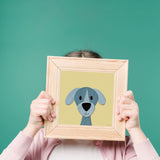 Melville the Blue Dog - printable art - Collage Style