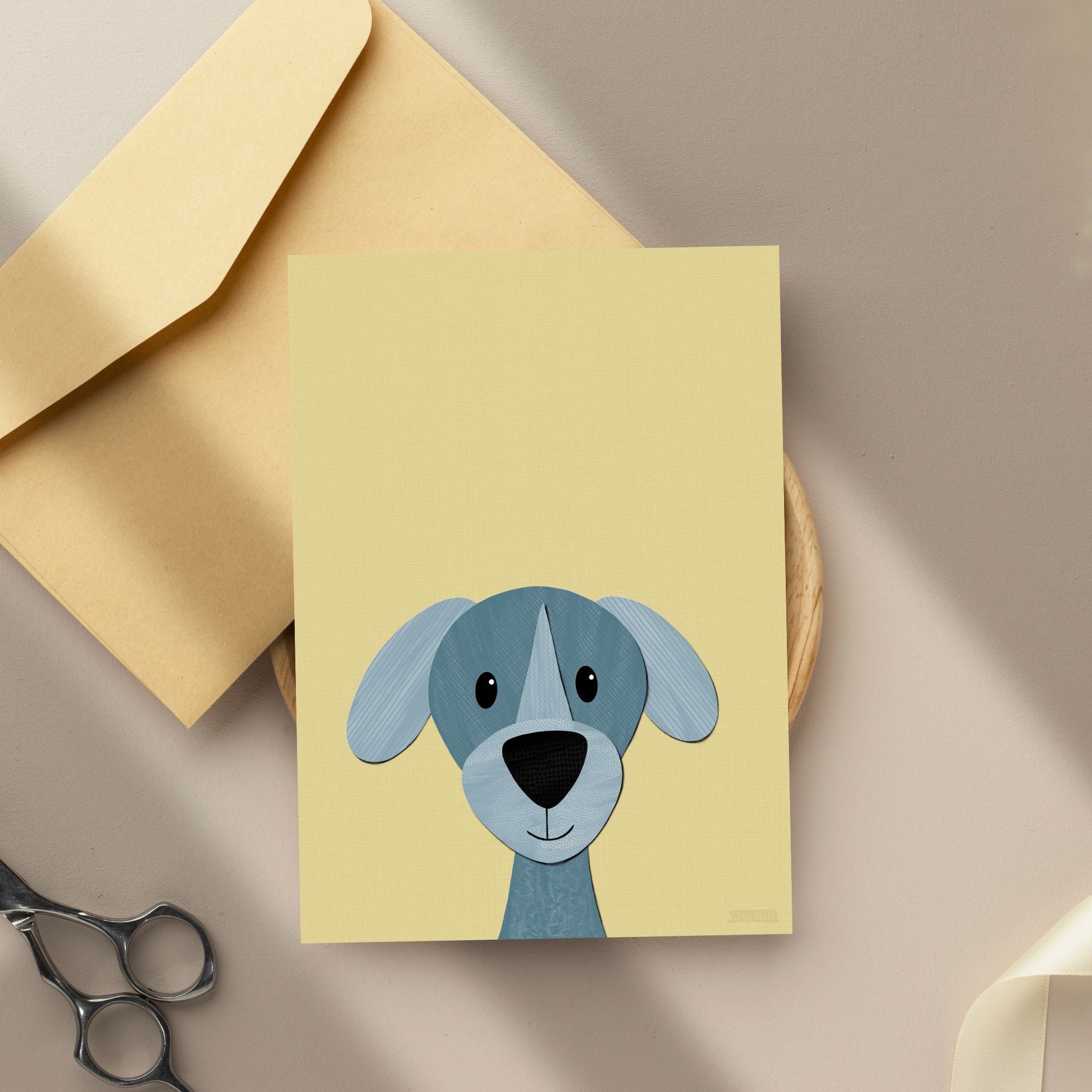 Melville the Blue Dog - printable art - Collage Style