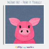 Padgett Pig - printable art - Collage Style