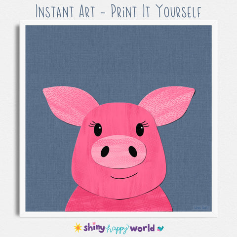 Padgett Pig - printable art - Collage Style