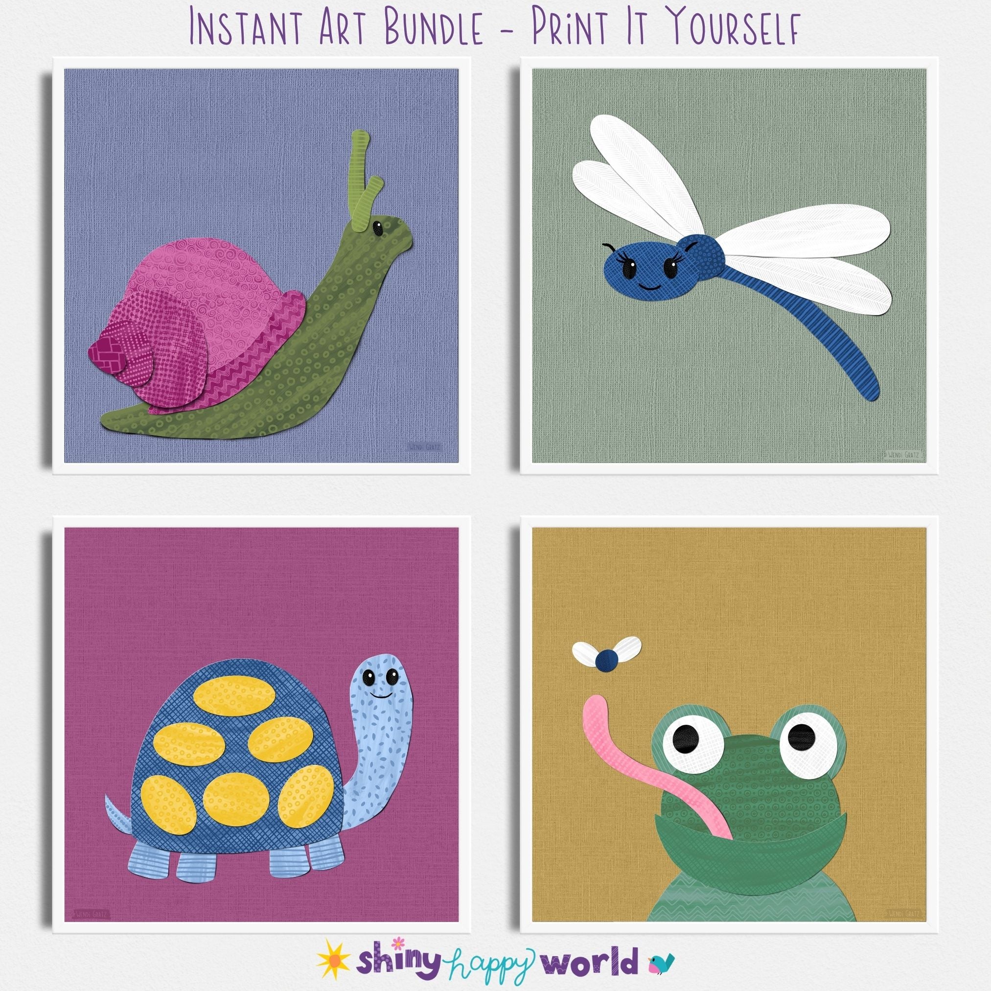 Dragonfly - printable art - collage style