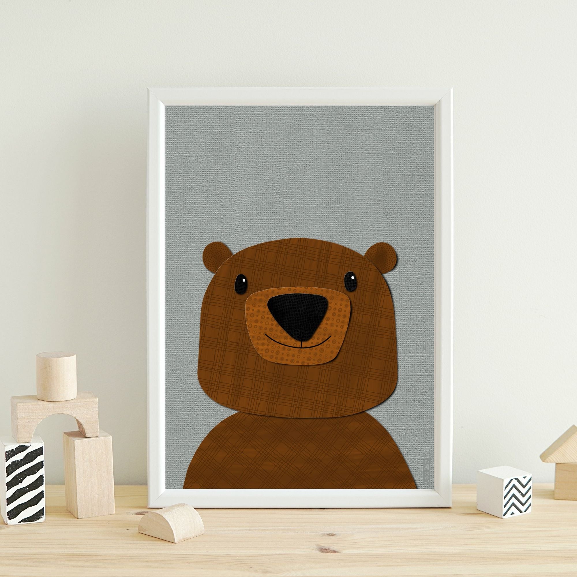 Bear - printable art - collage style