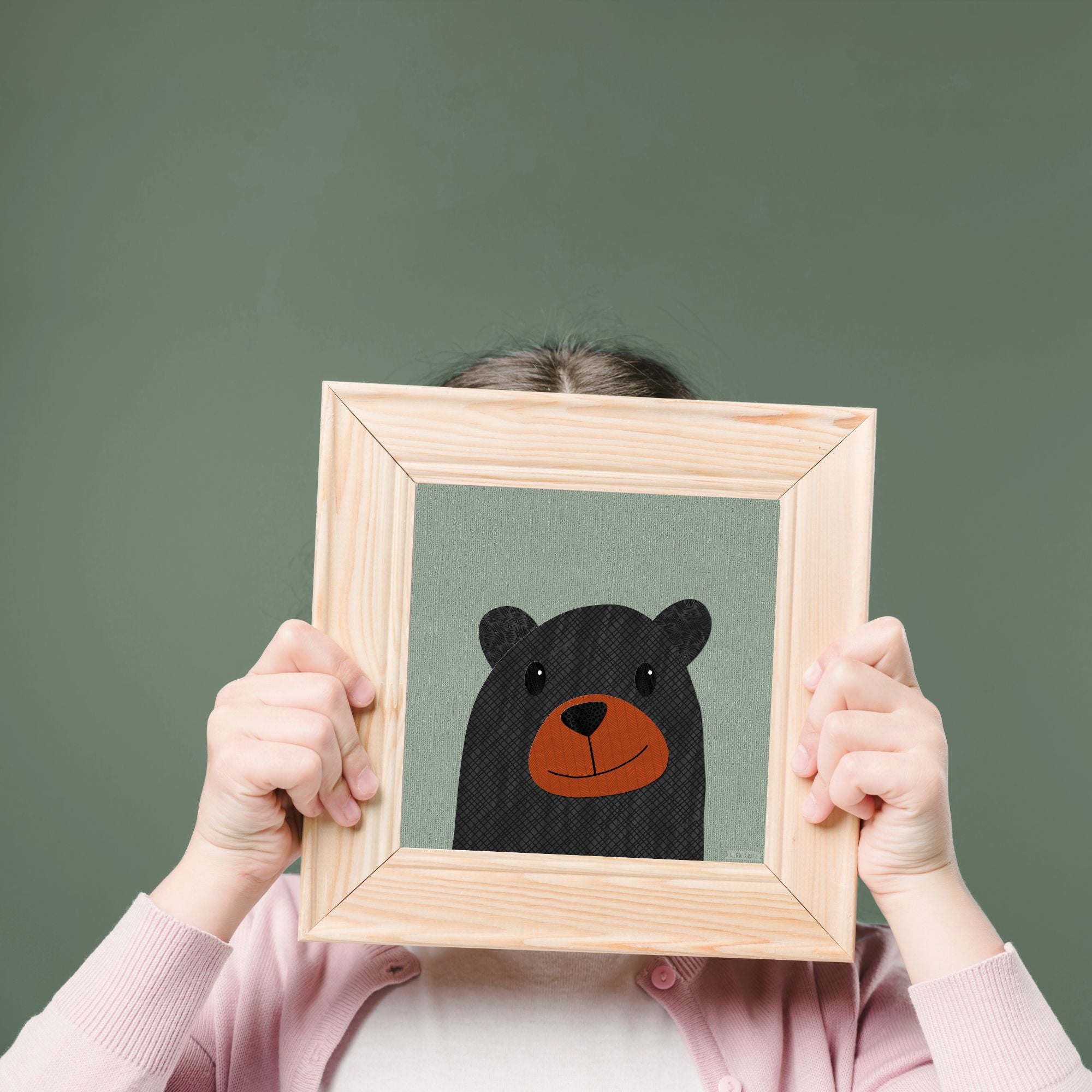 Bryce Bear - printable black bear art - collage style