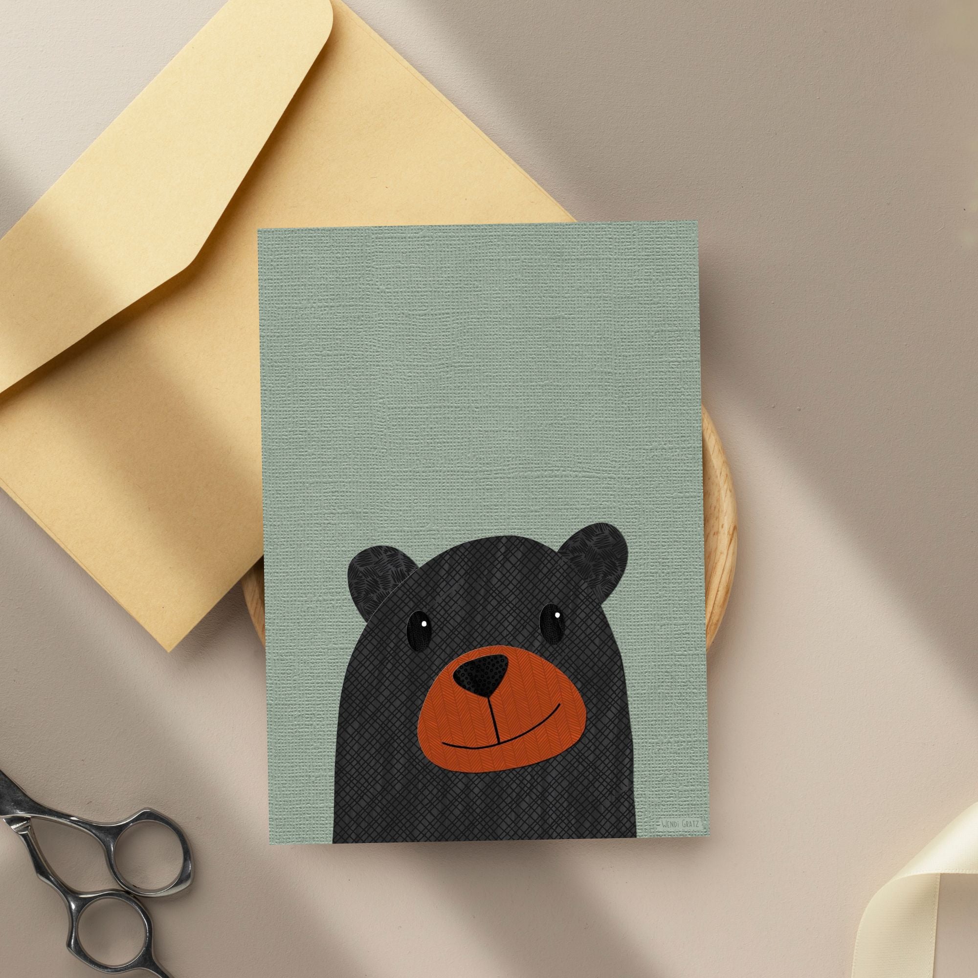 Bryce Bear - printable black bear art - collage style